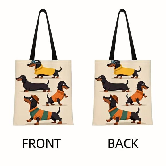 “Dachshunds in Sweaters” Polyester Tote Shopping Bag (BRAND-NEW & SO CUTE!) - Picture 3 of 7